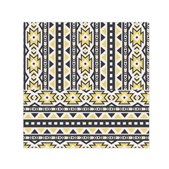 Ornamental Black And Yellow Boho Pattern Small Satin Scarf (square)