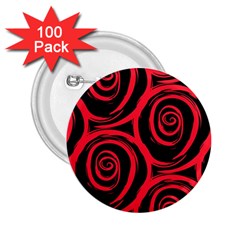 Abtract  Red Roses Pattern 2 25  Buttons (100 Pack)  by TastefulDesigns