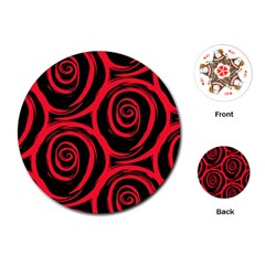 Abtract  Red Roses Pattern Playing Cards (round)  by TastefulDesigns