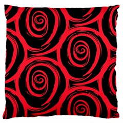 Abtract  Red Roses Pattern Standard Flano Cushion Case (two Sides)