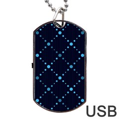 Seamless Geometric Blue Dots Pattern  Dog Tag Usb Flash (one Side) by TastefulDesigns