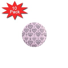 Sketches Ornamental Hearts Pattern 1  Mini Magnet (10 Pack)  by TastefulDesigns