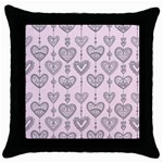 Sketches Ornamental Hearts Pattern Throw Pillow Case (Black) Front