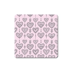 Sketches Ornamental Hearts Pattern Square Magnet by TastefulDesigns