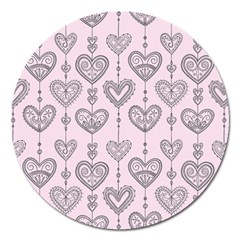 Sketches Ornamental Hearts Pattern Magnet 5  (round) by TastefulDesigns