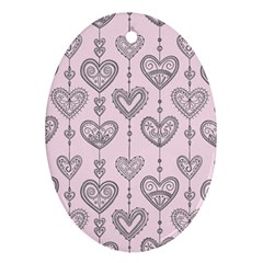 Sketches Ornamental Hearts Pattern Oval Ornament (two Sides)