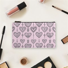 Sketches Ornamental Hearts Pattern Cosmetic Bag (small)  by TastefulDesigns