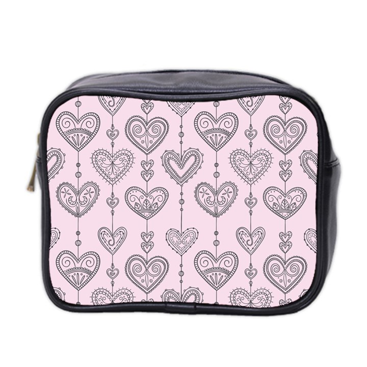 Sketches Ornamental Hearts Pattern Mini Toiletries Bag 2-Side