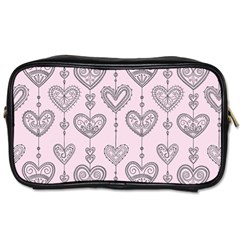 Sketches Ornamental Hearts Pattern Toiletries Bags by TastefulDesigns