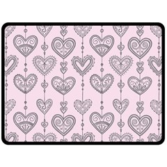 Sketches Ornamental Hearts Pattern Fleece Blanket (large)  by TastefulDesigns