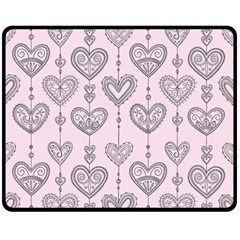 Sketches Ornamental Hearts Pattern Fleece Blanket (medium)  by TastefulDesigns