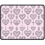 Sketches Ornamental Hearts Pattern Fleece Blanket (Medium)  60 x50  Blanket Front