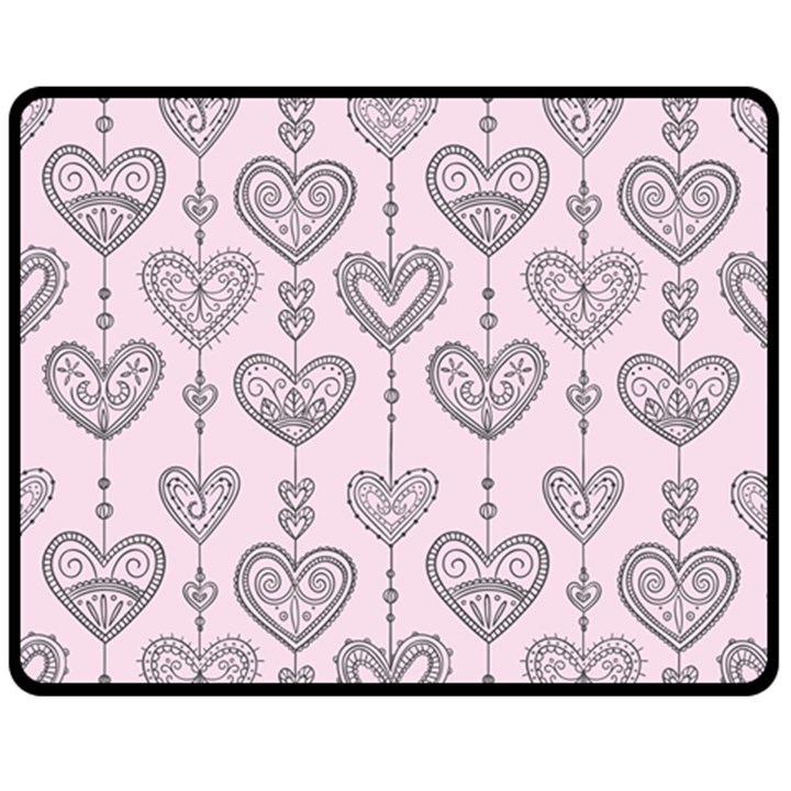 Sketches Ornamental Hearts Pattern Fleece Blanket (Medium) 