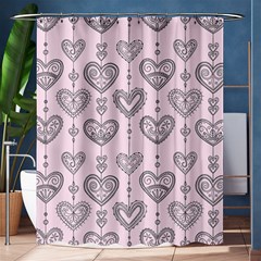 Sketches Ornamental Hearts Pattern Shower Curtain 60  X 72  (medium)  by TastefulDesigns