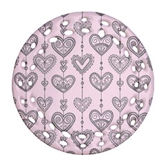 Sketches Ornamental Hearts Pattern Round Filigree Ornament (2side) by TastefulDesigns