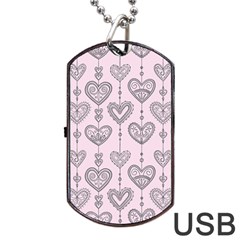 Sketches Ornamental Hearts Pattern Dog Tag Usb Flash (two Sides)  by TastefulDesigns