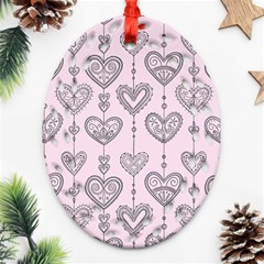 Sketches Ornamental Hearts Pattern Oval Filigree Ornament (2-side) 