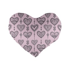 Sketches Ornamental Hearts Pattern Standard 16  Premium Heart Shape Cushions by TastefulDesigns