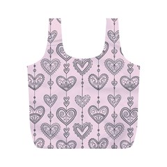 Sketches Ornamental Hearts Pattern Full Print Recycle Bags (m) 