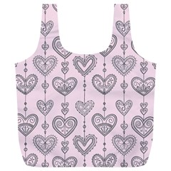 Sketches Ornamental Hearts Pattern Full Print Recycle Bags (l)  by TastefulDesigns