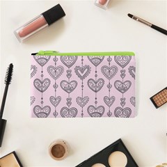 Sketches Ornamental Hearts Pattern Cosmetic Bag (xs)