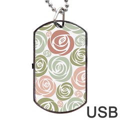  Retro Elegant Floral Pattern Dog Tag Usb Flash (one Side)