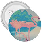 Two pink Flamingos Pop Art 3  Buttons Front