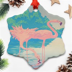 Two Pink Flamingos Pop Art Ornament (snowflake) 