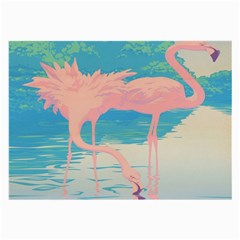 Two Pink Flamingos Pop Art Large Glasses Cloth