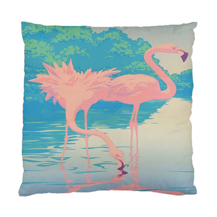 Two Pink Flamingos Pop Art Standard Cushion Case (One Side)