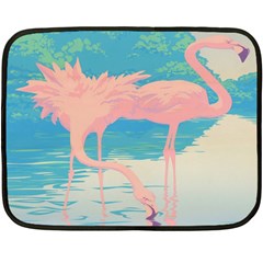 Two Pink Flamingos Pop Art Double Sided Fleece Blanket (mini)  by WaltCurleeArt