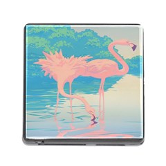 Two Pink Flamingos Pop Art Memory Card Reader (square) by WaltCurleeArt