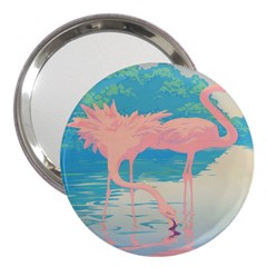 Two Pink Flamingos Pop Art 3  Handbag Mirrors by WaltCurleeArt