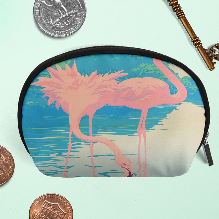 Two Pink Flamingos Pop Art Accessory Pouches (Large) 