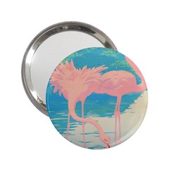 Two Pink Flamingos Pop Art 2 25  Handbag Mirrors by WaltCurleeArt