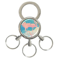 Two Pink Flamingos Pop Art 3-ring Key Chains by WaltCurleeArt