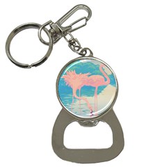 Two Pink Flamingos Pop Art Bottle Opener Key Chains by WaltCurleeArt