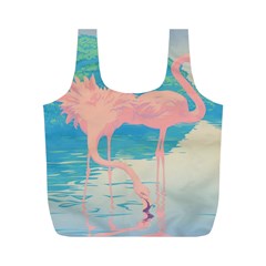 Two Pink Flamingos Pop Art Full Print Recycle Bags (m)  by WaltCurleeArt