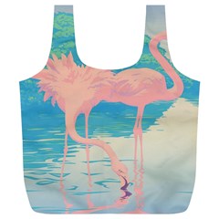 Two Pink Flamingos Pop Art Full Print Recycle Bags (l)  by WaltCurleeArt