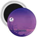 Abstract Tropical Birds Purple Sunset  3  Magnets Front