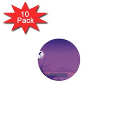 Abstract Tropical Birds Purple Sunset  1  Mini Buttons (10 Pack)  by WaltCurleeArt