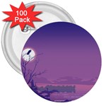 Abstract Tropical Birds Purple Sunset  3  Buttons (100 pack)  Front