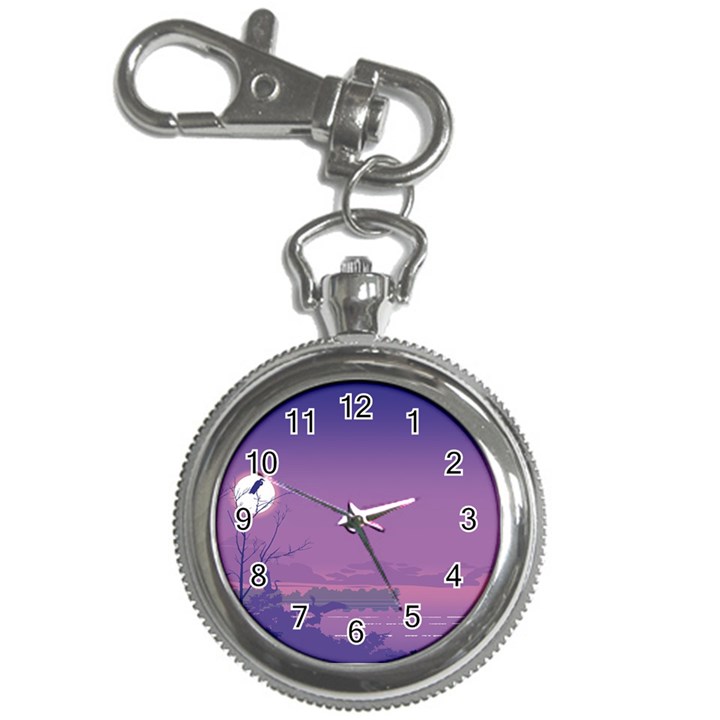 Abstract Tropical Birds Purple Sunset  Key Chain Watches