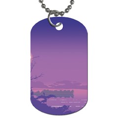 Abstract Tropical Birds Purple Sunset  Dog Tag (two Sides)