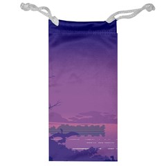 Abstract Tropical Birds Purple Sunset  Jewelry Bags by WaltCurleeArt