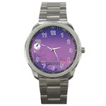 Abstract Tropical Birds Purple Sunset  Sport Metal Watch Front