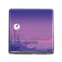 Abstract Tropical Birds Purple Sunset  Memory Card Reader (square) by WaltCurleeArt