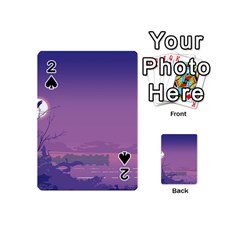 Abstract Tropical Birds Purple Sunset  Playing Cards 54 (mini)  by WaltCurleeArt