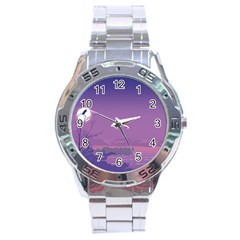 Abstract Tropical Birds Purple Sunset  Stainless Steel Analogue Watch by WaltCurleeArt