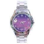 Abstract Tropical Birds Purple Sunset  Stainless Steel Analogue Watch Front